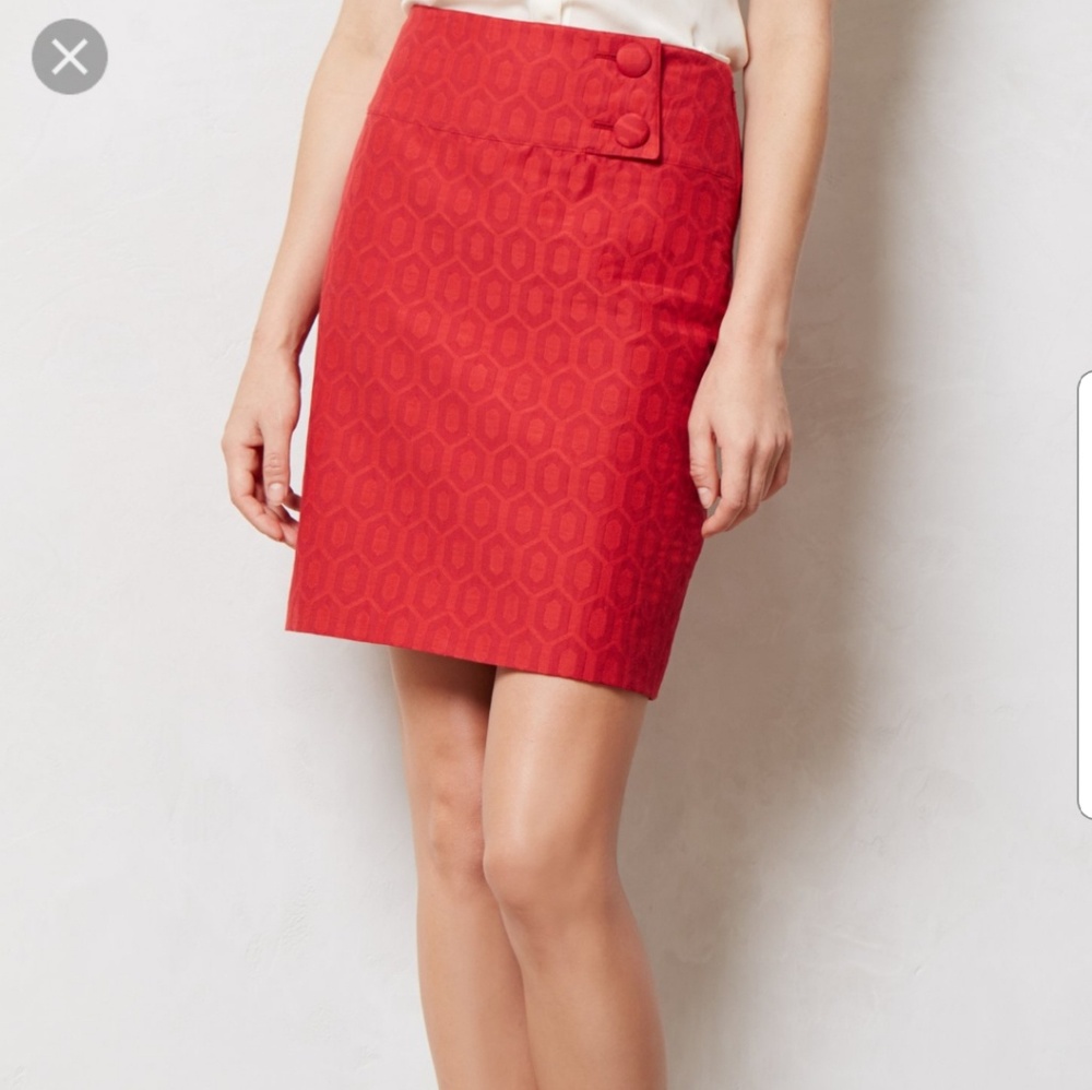 Anthropologie Maeve Audra Cherry Red Pencil Skirt